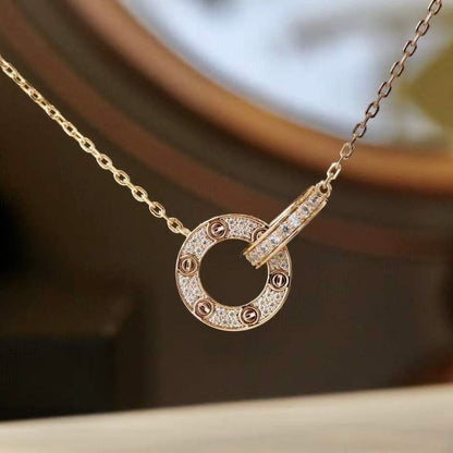 [moco jewelrys]LOVE 7.6MM HALSKETTE ROSÉGOLD UND SILBER VOLL BESETZT MIT DIAMANTEN