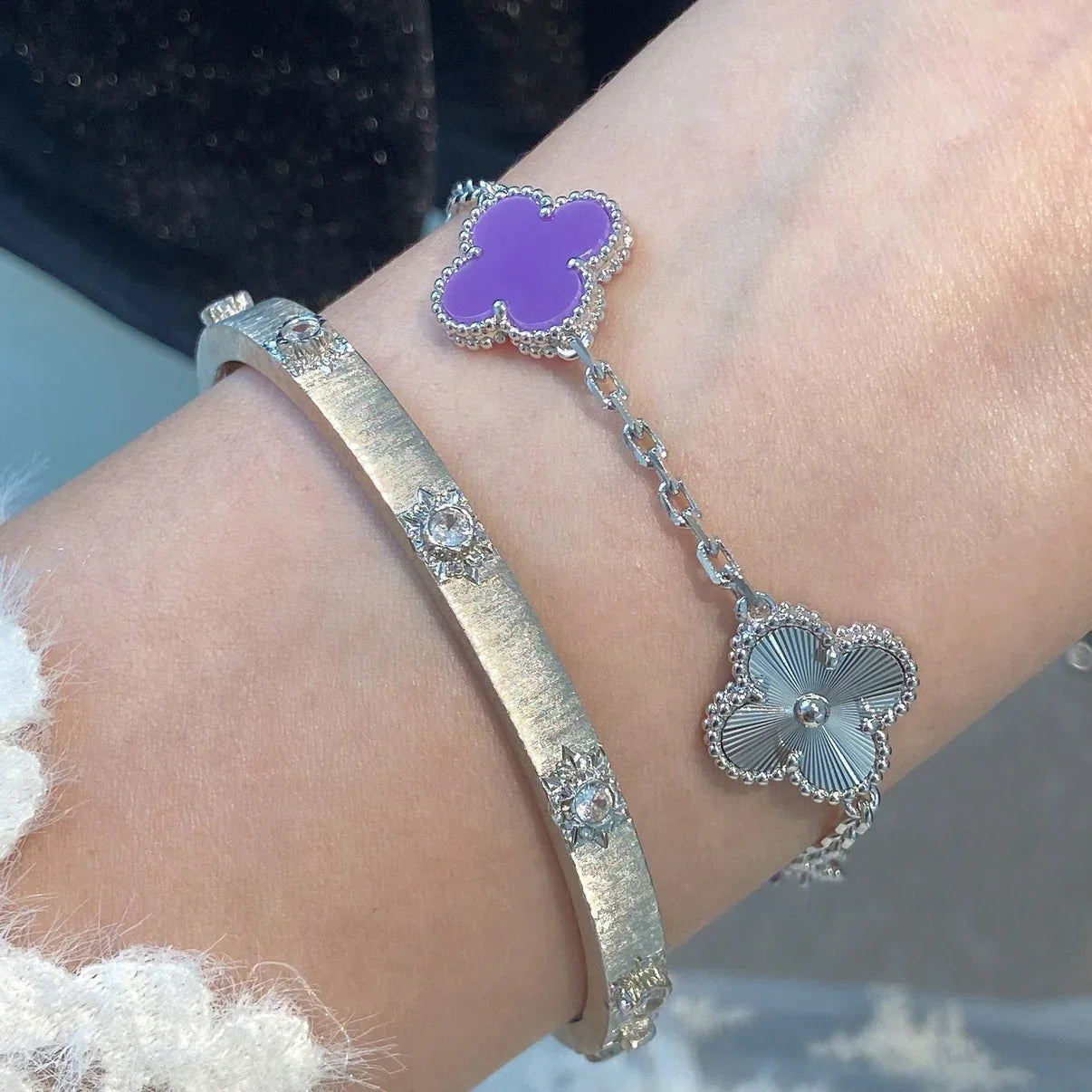 [Moco jewelrys] CLOVER 5 MOTIF VIOLET BRACELET COLLECTION