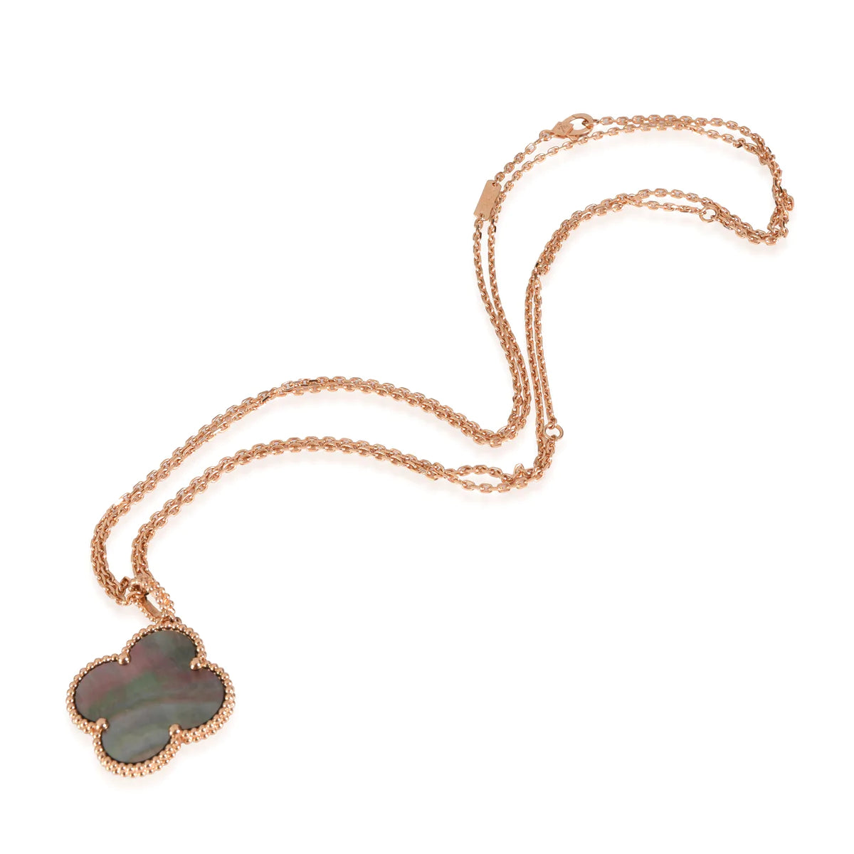 [moco jewelrys]CLOVER 25MM GOLD DARK MOP BIG CLOVER NECKLACE