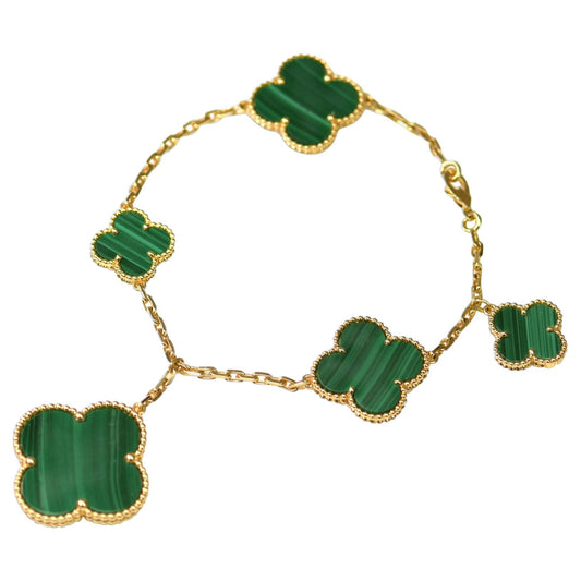 [moco jewelrys]MAGIC CLOVER MALACHITE GOLD ARMREIF 5 MOTIVE