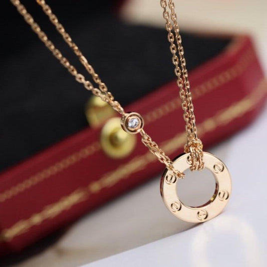 [moco jewelrys]LOVE NECKLACE ADJUSTABLE ROSE GOLD 2 DIAMOND