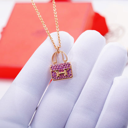 [moco jewelrys]Halskette mit Anhänger "CONSTANCE" mit violettem Diamanten