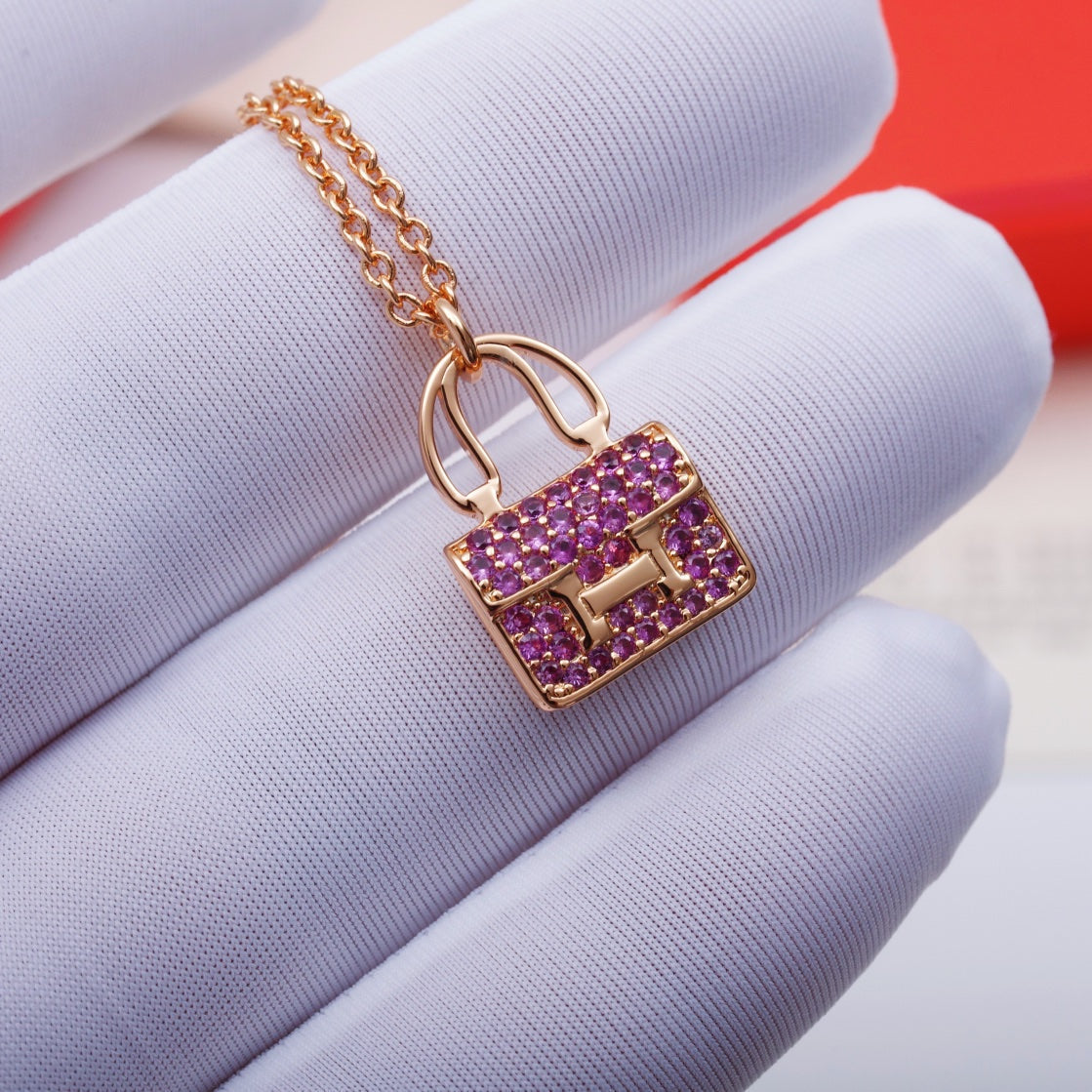 [moco jewelrys]Halskette mit Anhänger "CONSTANCE" mit violettem Diamanten