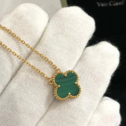 [moco jewelrys]CLOVER 15MM MALACHITE SINGLE FLOWER  NECKLACE