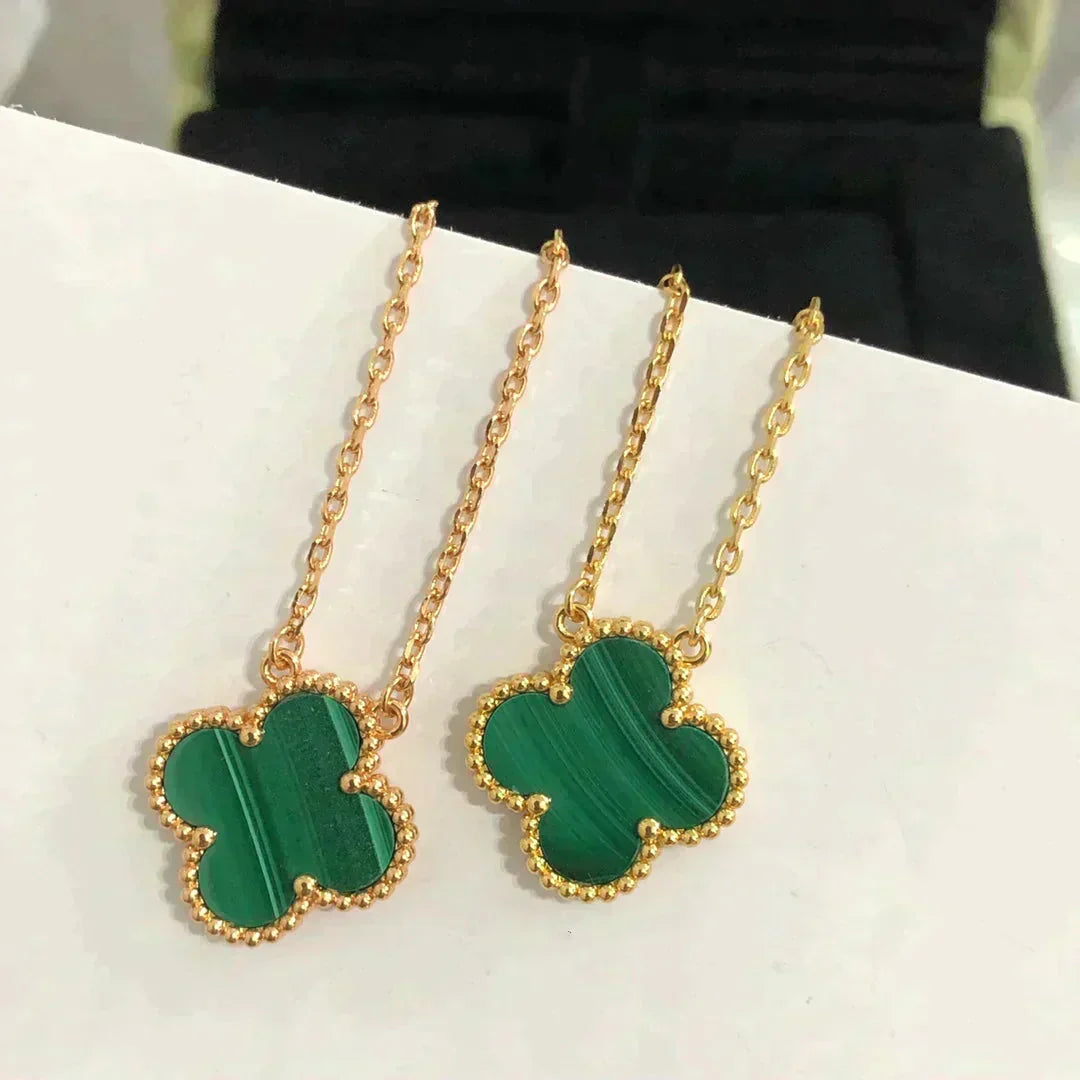 [moco jewelrys]CLOVER 15MM MALACHITE SINGLE FLOWER  NECKLACE