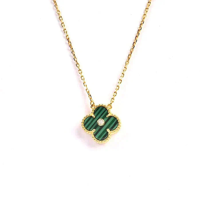 [moco jewelrys]CLOVER 15MM DIAMOND TURQUOISE NECKLACE
