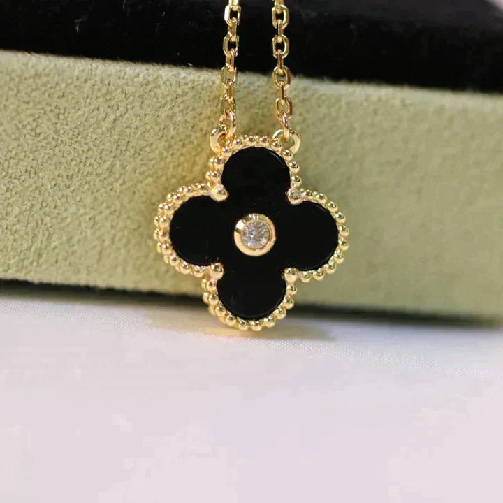 [moco jewelrys]KLEE 15MM DIAMANT ONYX HALSKETTE
