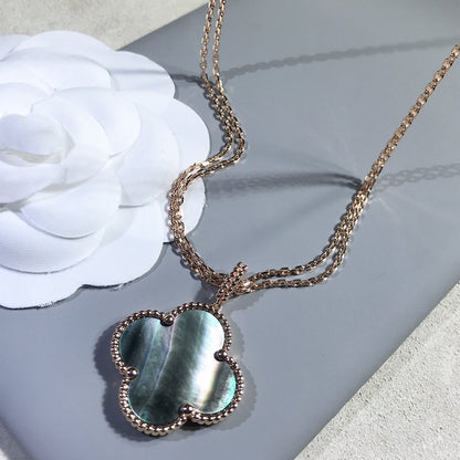 [moco jewelrys]CLOVER 25MM GOLD DARK MOP BIG CLOVER NECKLACE