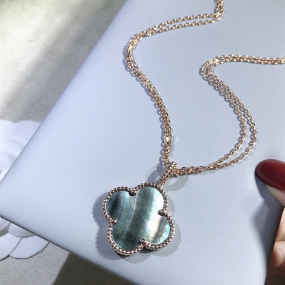[moco jewelrys]CLOVER 25MM GOLD DARK MOP BIG CLOVER NECKLACE