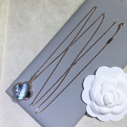 [moco jewelrys]CLOVER 25MM GOLD DARK MOP BIG CLOVER NECKLACE