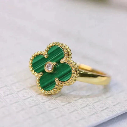 [moco jewelrys]CLOVER MALACHITE RING GOLD DIAMOND
