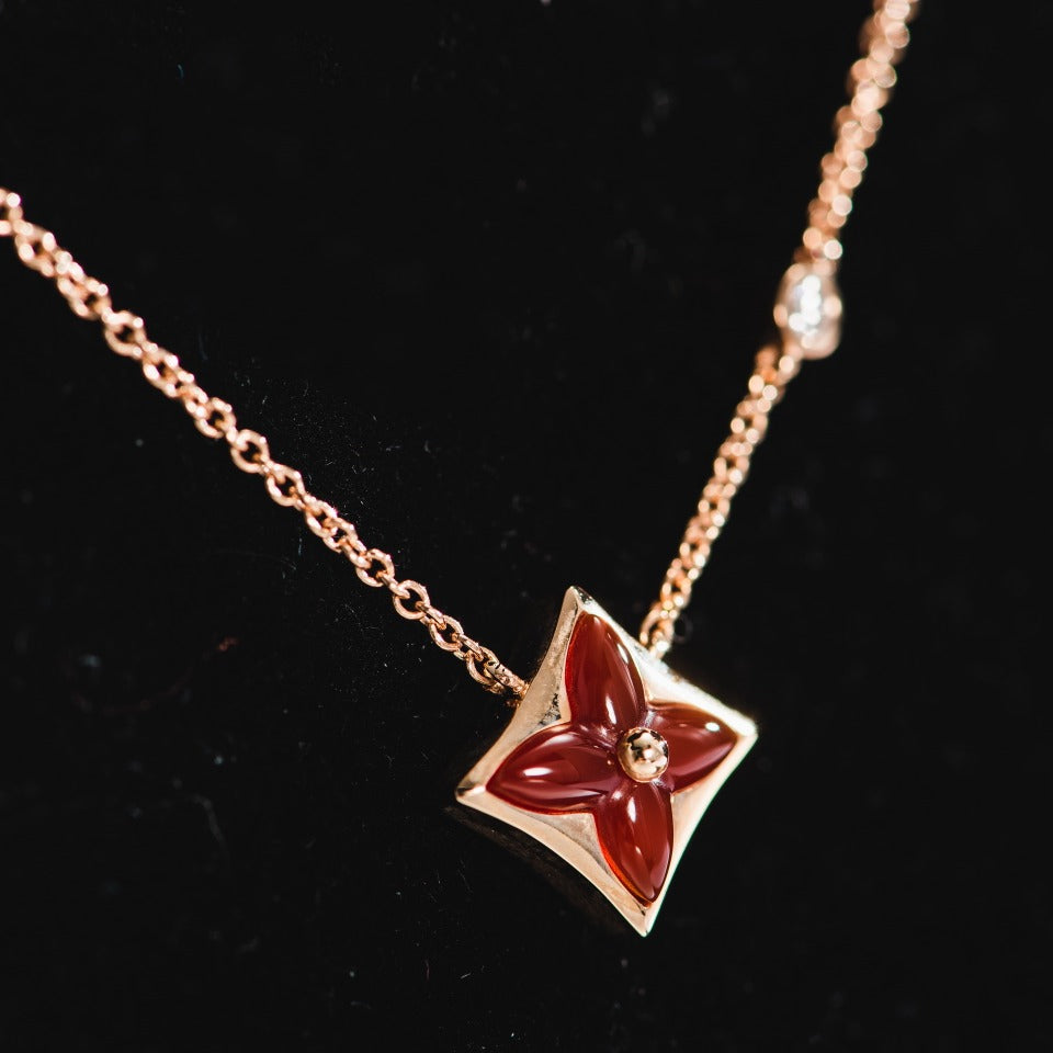 [moco jewelrys]STAR NECKLACE PINK GOLD 1 DIAMOND