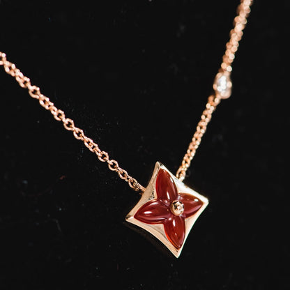 [moco jewelrys]STAR NECKLACE PINK GOLD 1 DIAMOND