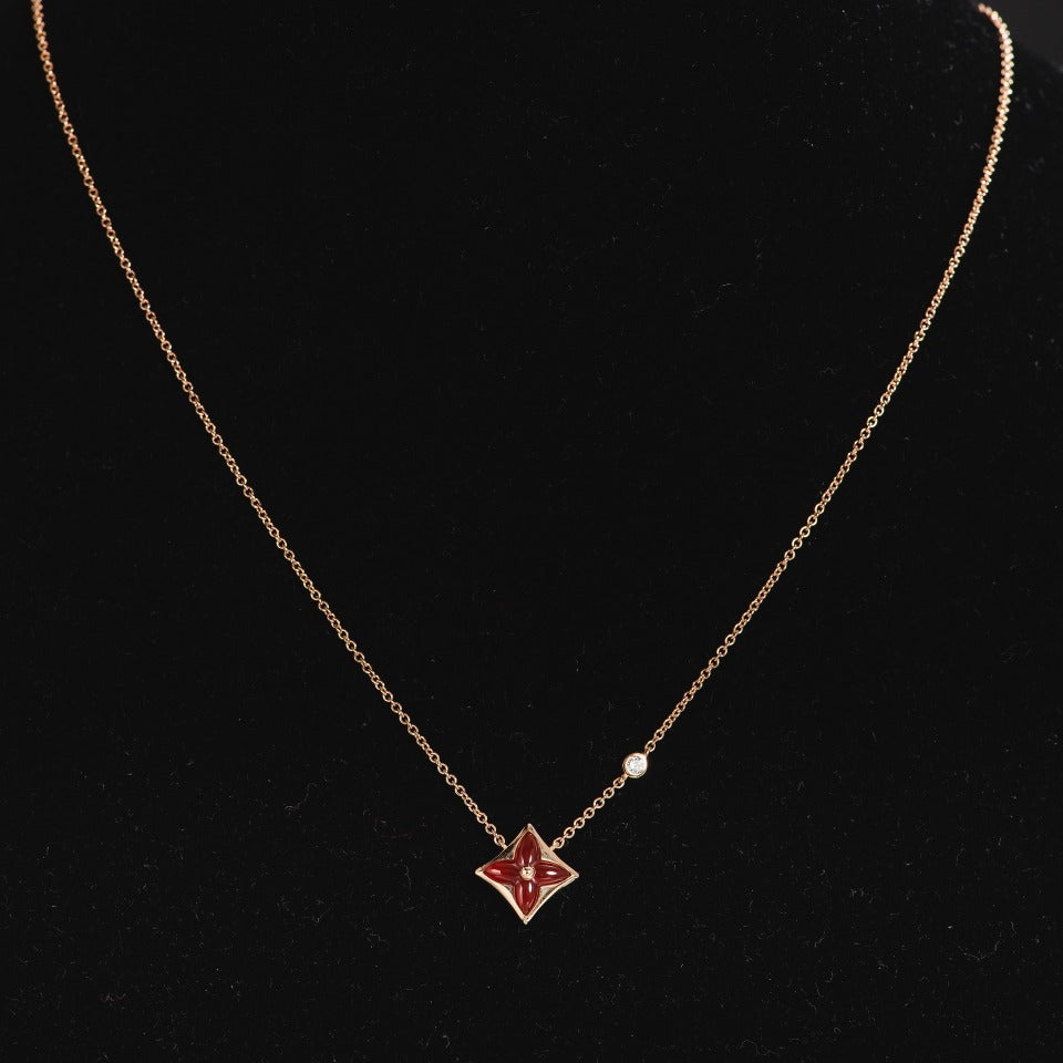 [moco jewelrys]STAR NECKLACE PINK GOLD 1 DIAMOND