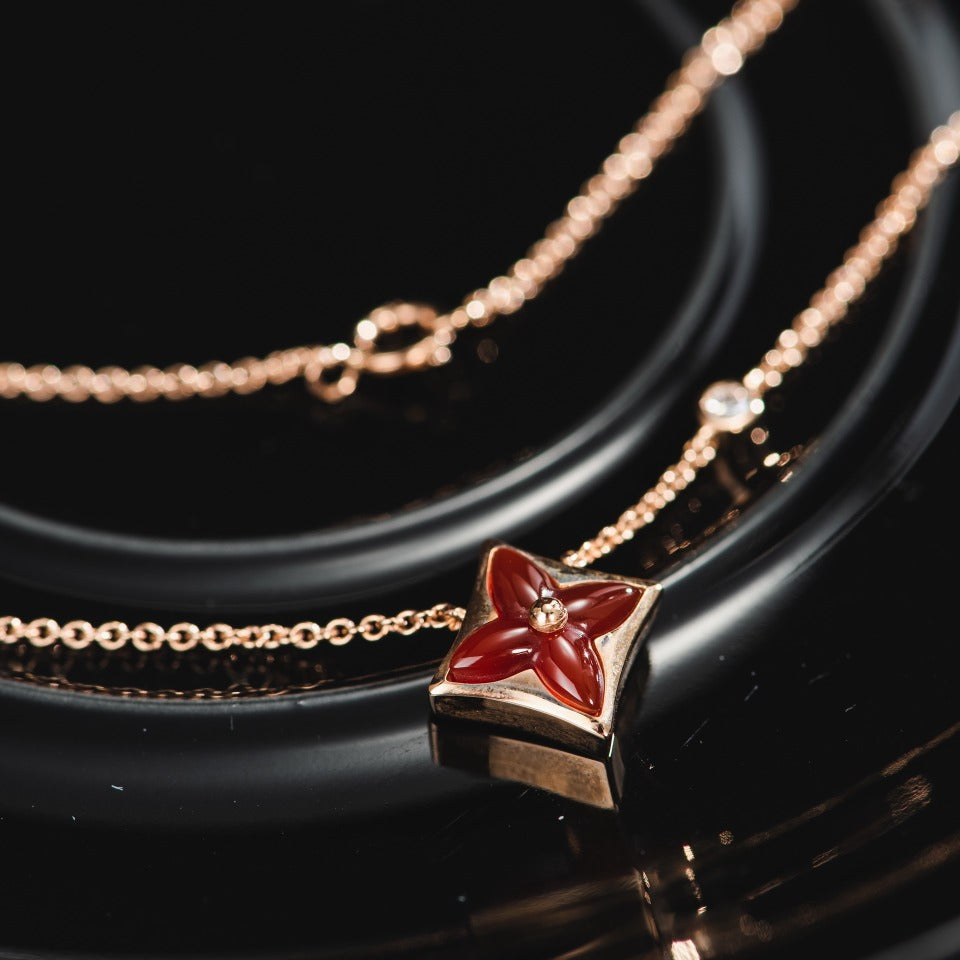 [moco jewelrys]STAR NECKLACE PINK GOLD 1 DIAMOND