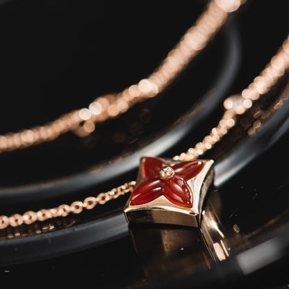 [moco jewelrys]STAR NECKLACE PINK GOLD 1 DIAMOND