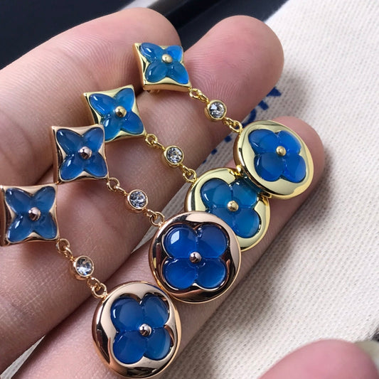 [moco jewelrys]STAR AND SUN AGATE DIAMOND EARRINGS