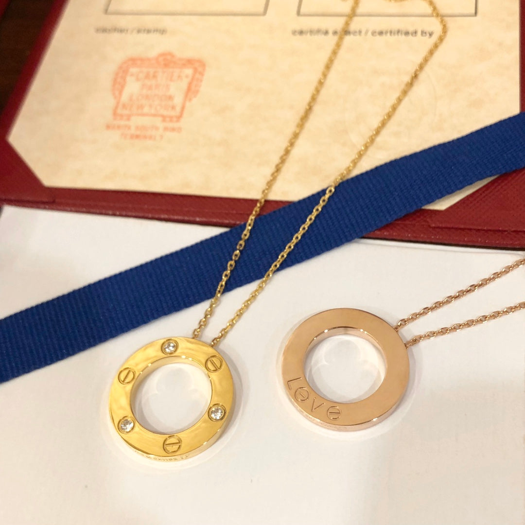 [moco jewelrys]LOVE HALSKETTE 16MM 3 DIAMANTEN