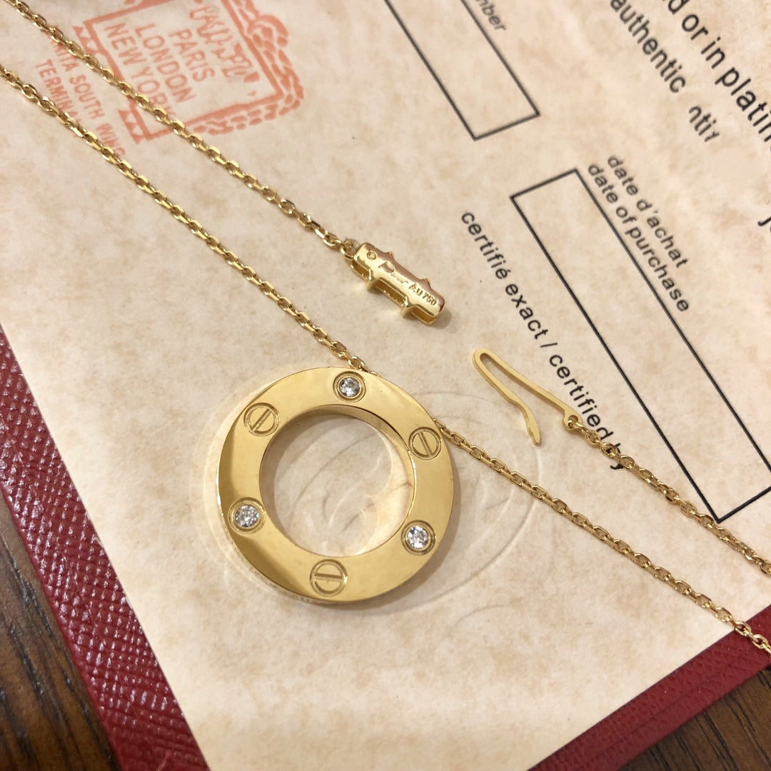 [moco jewelrys]LOVE HALSKETTE 16MM 3 DIAMANTEN