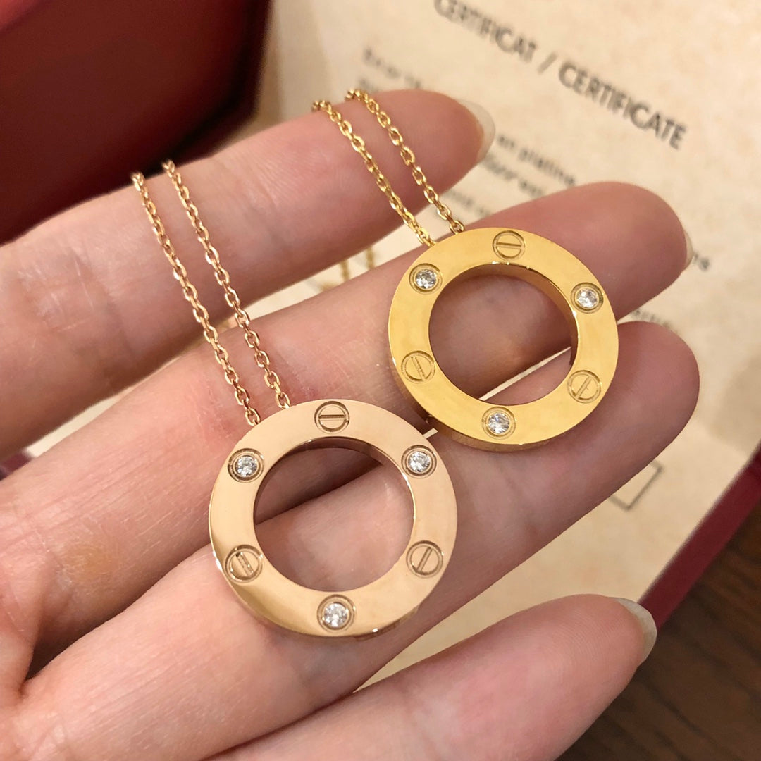 [moco jewelrys]LOVE HALSKETTE 16MM 3 DIAMANTEN