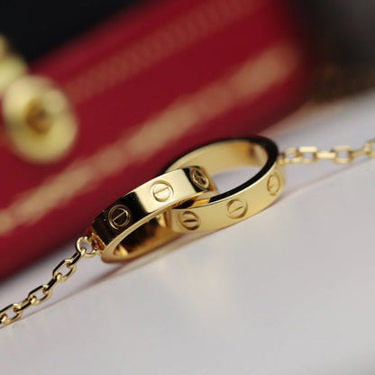 [moco jewelrys]LOVE NECKLACE DOUBLE RING GOLD