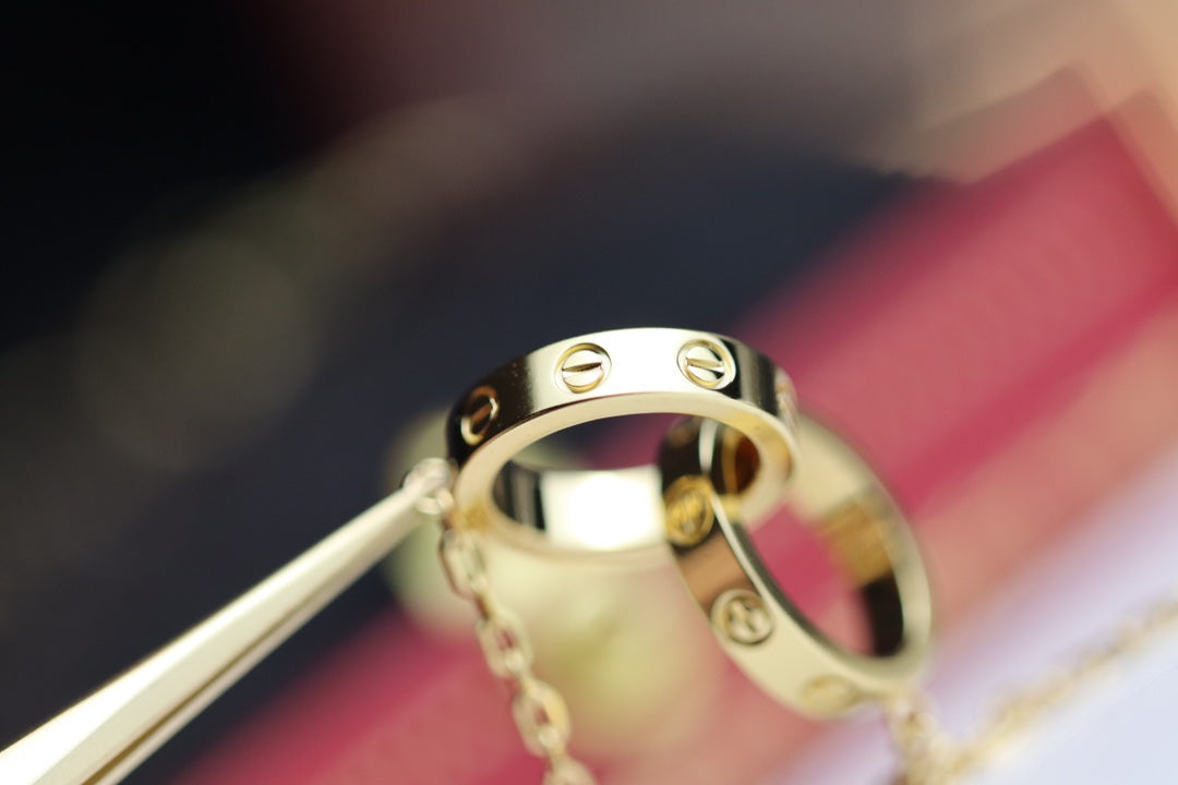[moco jewelrys]LOVE NECKLACE DOUBLE RING GOLD