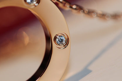 [moco jewelrys]LOVE NECKLACE 16MM 6 DIAMONDS PINK GOLD