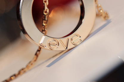 [moco jewelrys]LOVE NECKLACE 16MM 6 DIAMONDS PINK GOLD