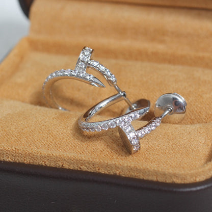 [moco jewelrys]JUSTE EARRINGS 12.75MM SILVER DIAMOND