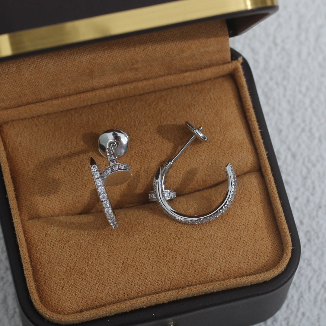 [moco jewelrys]JUSTE EARRINGS 12.75MM SILVER DIAMOND