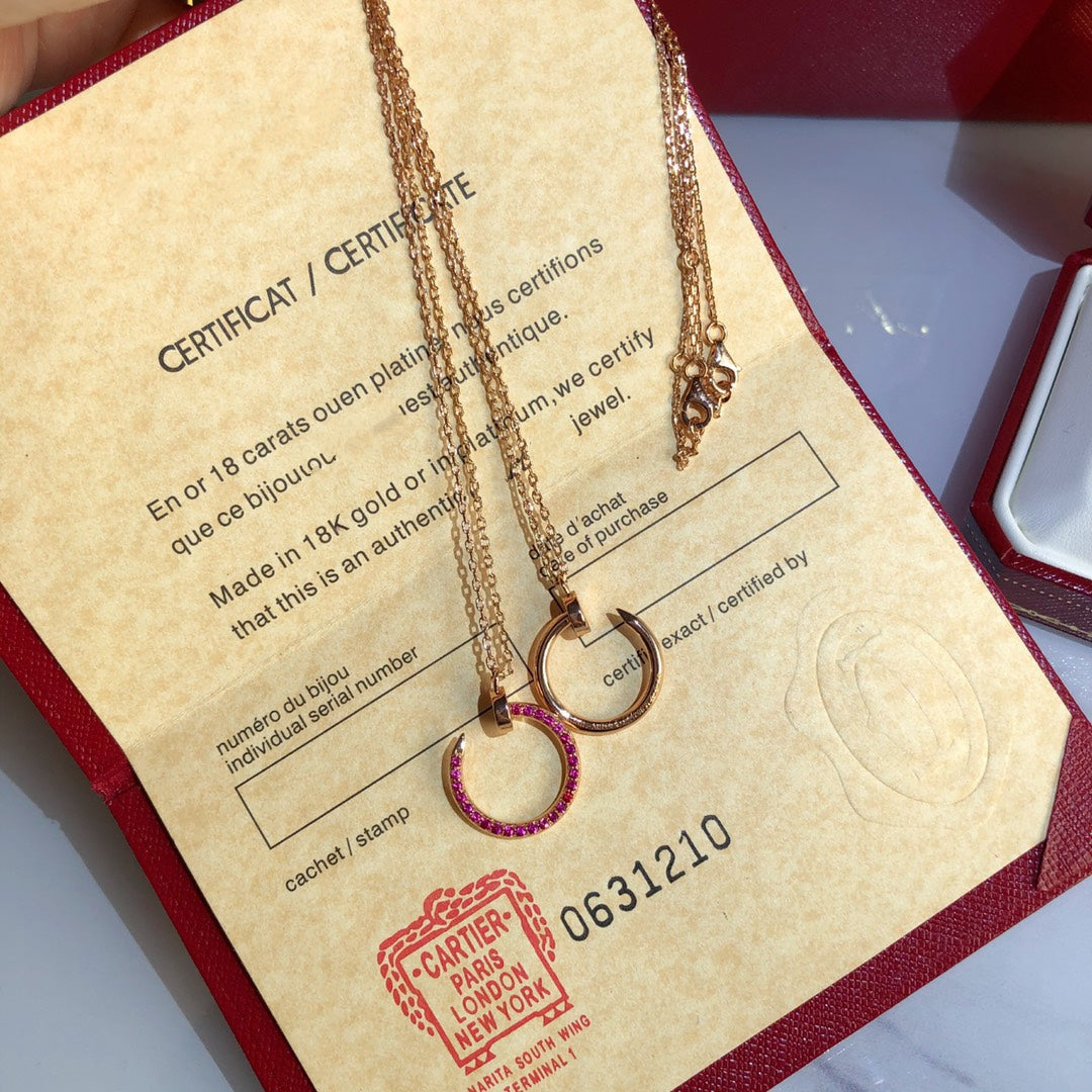 [moco jewelrys]JUSTE NECKLACE GOLD RED DIAMONDS