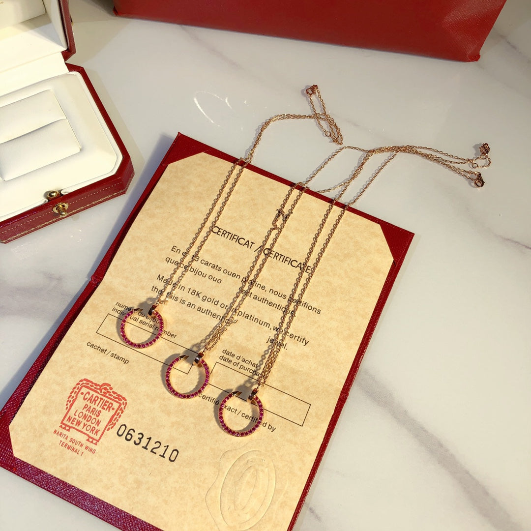 [moco jewelrys]JUSTE NECKLACE GOLD RED DIAMONDS