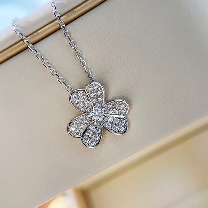 [moco jewelrys]KLEEBELATT-DIAMANTENHALSKETTE SILBER
