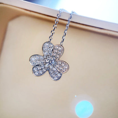 [moco jewelrys]KLEEBELATT-DIAMANTENHALSKETTE SILBER