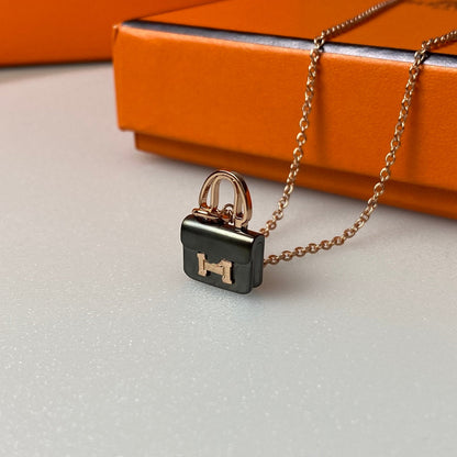 [moco jewelrys]CONSTANCE SCHWARZ ANHÄNGER ROSÉGOLD KETTE