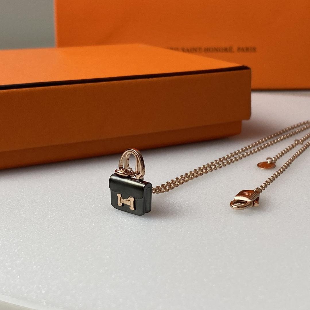 [moco jewelrys]CONSTANCE SCHWARZ ANHÄNGER ROSÉGOLD KETTE