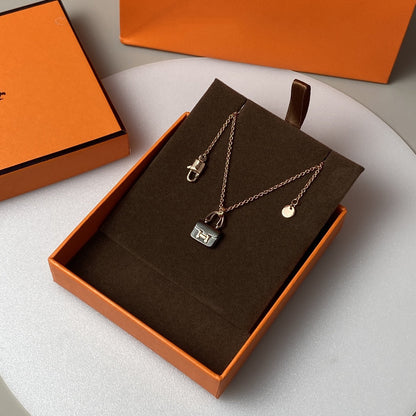 [moco jewelrys]CONSTANCE SCHWARZ ANHÄNGER ROSÉGOLD KETTE