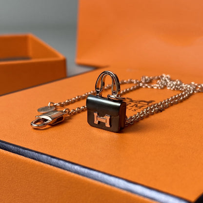 [moco jewelrys]CONSTANCE SCHWARZ ANHÄNGER ROSÉGOLD KETTE