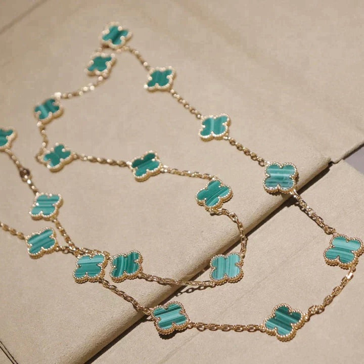 [moco jewelrys]CLOVER 20 MOTIFS MALACHITE GOLD