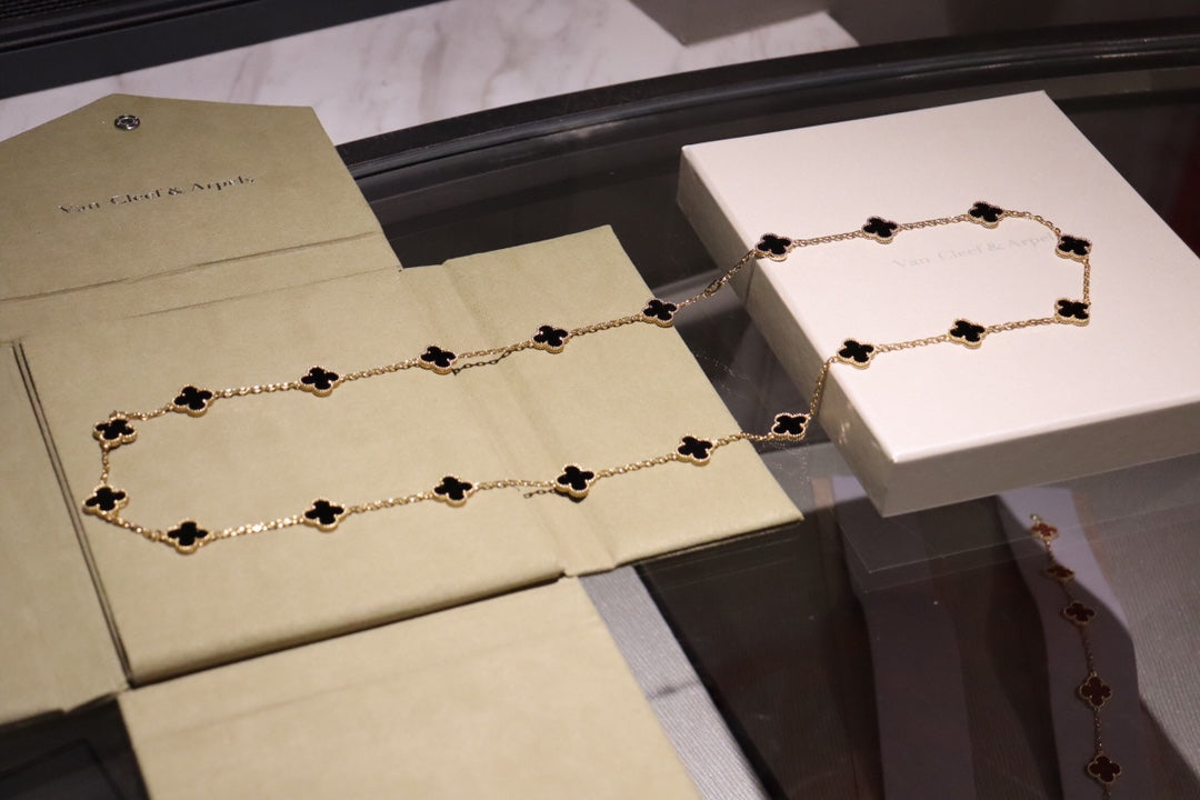 [moco jewelrys]CLOVER 20 MOTIFS ONYX ROSE GOLD