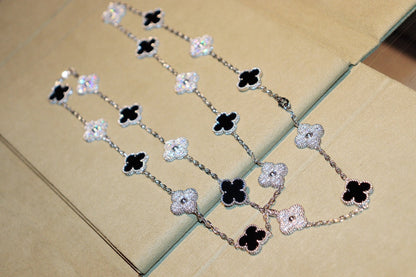 [moco jewelrys]CLOVER 20 MOTIFS ONYX DIAMOND SILVER