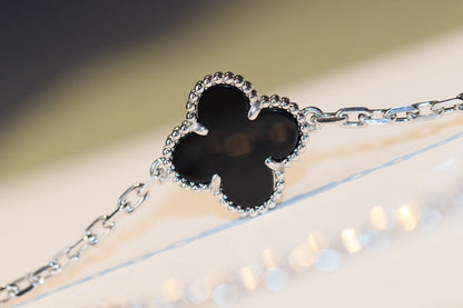 [moco jewelrys]CLOVER 20 MOTIFS ONYX DIAMOND SILVER