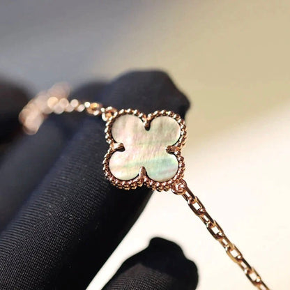 [moco jewelrys]CLOVER 20 MOTIFS DARK MOP DIAMOND  NECKLACE