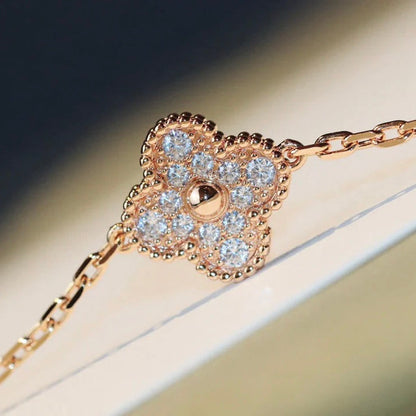 [moco jewelrys]CLOVER 20 MOTIFS DARK MOP DIAMOND  NECKLACE