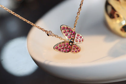 [moco jewelrys]BUTTERFLY RED DIAMOND ROSE GOLD NECKLACE