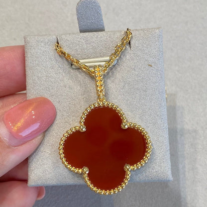 [moco jewelrys]CLOVER 25MM NECKLACE GOLD CARNELIAN