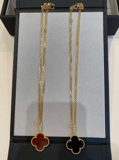 [moco jewelrys]CLOVER 25MM NECKLACE GOLD CARNELIAN