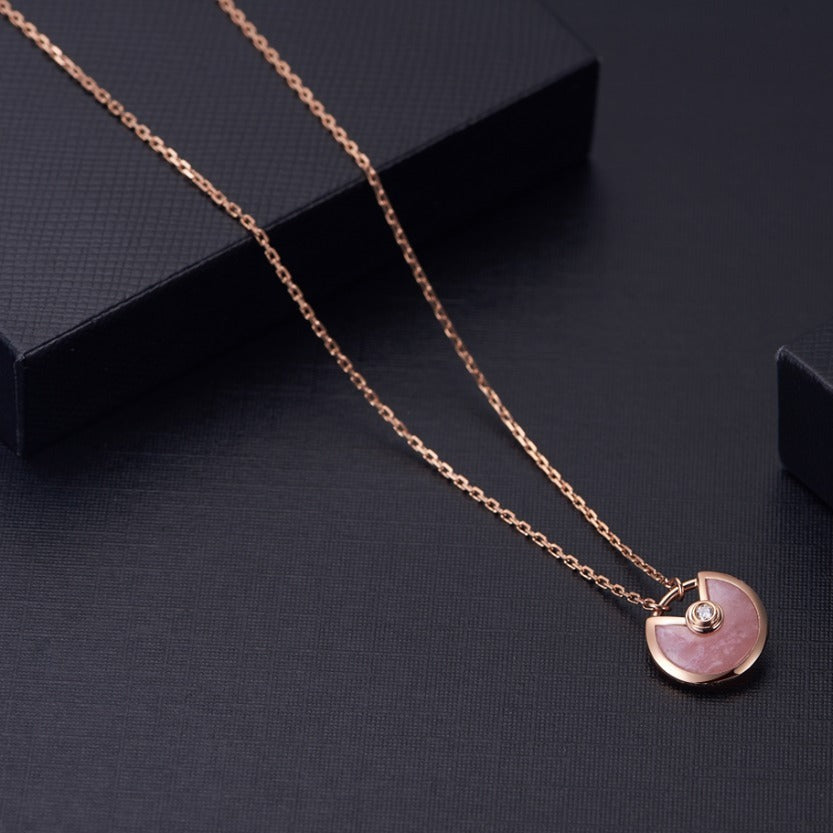 [moco jewelrys]AMULETT ROSÉGOLD PINK MOP HALSKETTE