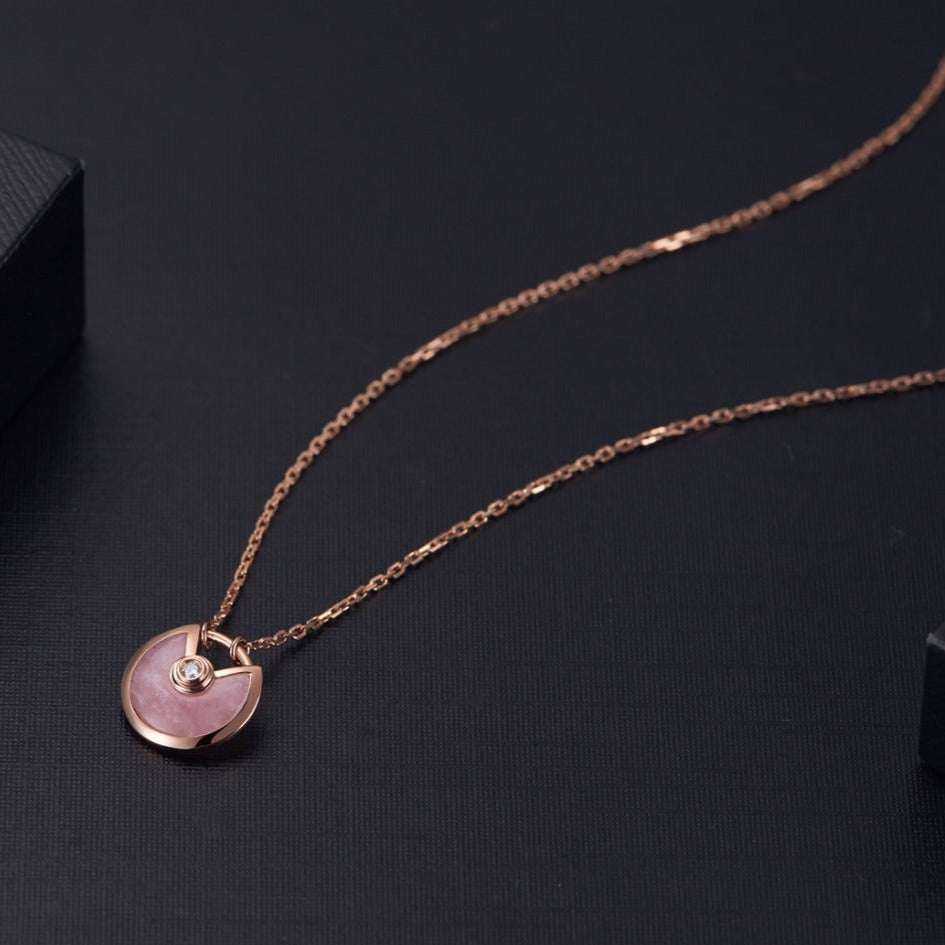 [moco jewelrys]AMULETT ROSÉGOLD PINK MOP HALSKETTE