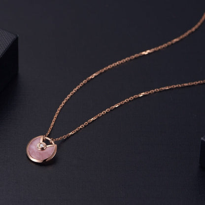 [moco jewelrys]AMULETT ROSÉGOLD PINK MOP HALSKETTE